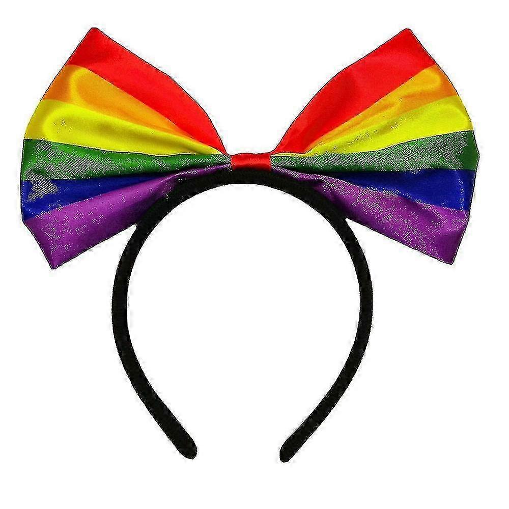 Rainbow Hair Bow Headband Gay Pride Day Rainbow Hair Hoop For Women Girls Lgbtq Pride Parades Celebrations Supplies Hair Accessories