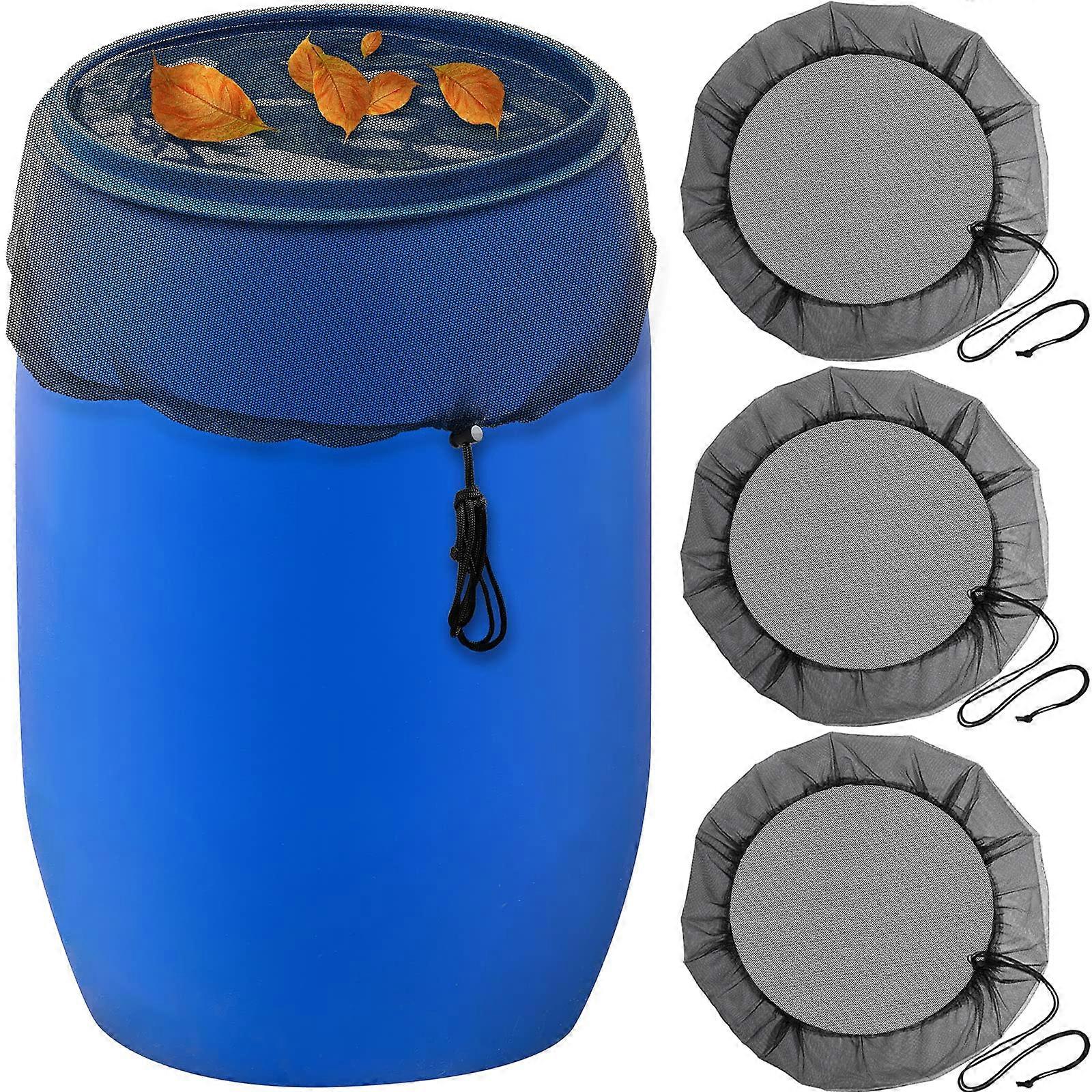 55 Gallon Rain Barrel Cover Mesh Lid Screen, Polyester, Drawstring Fit, Keeps Water Debris