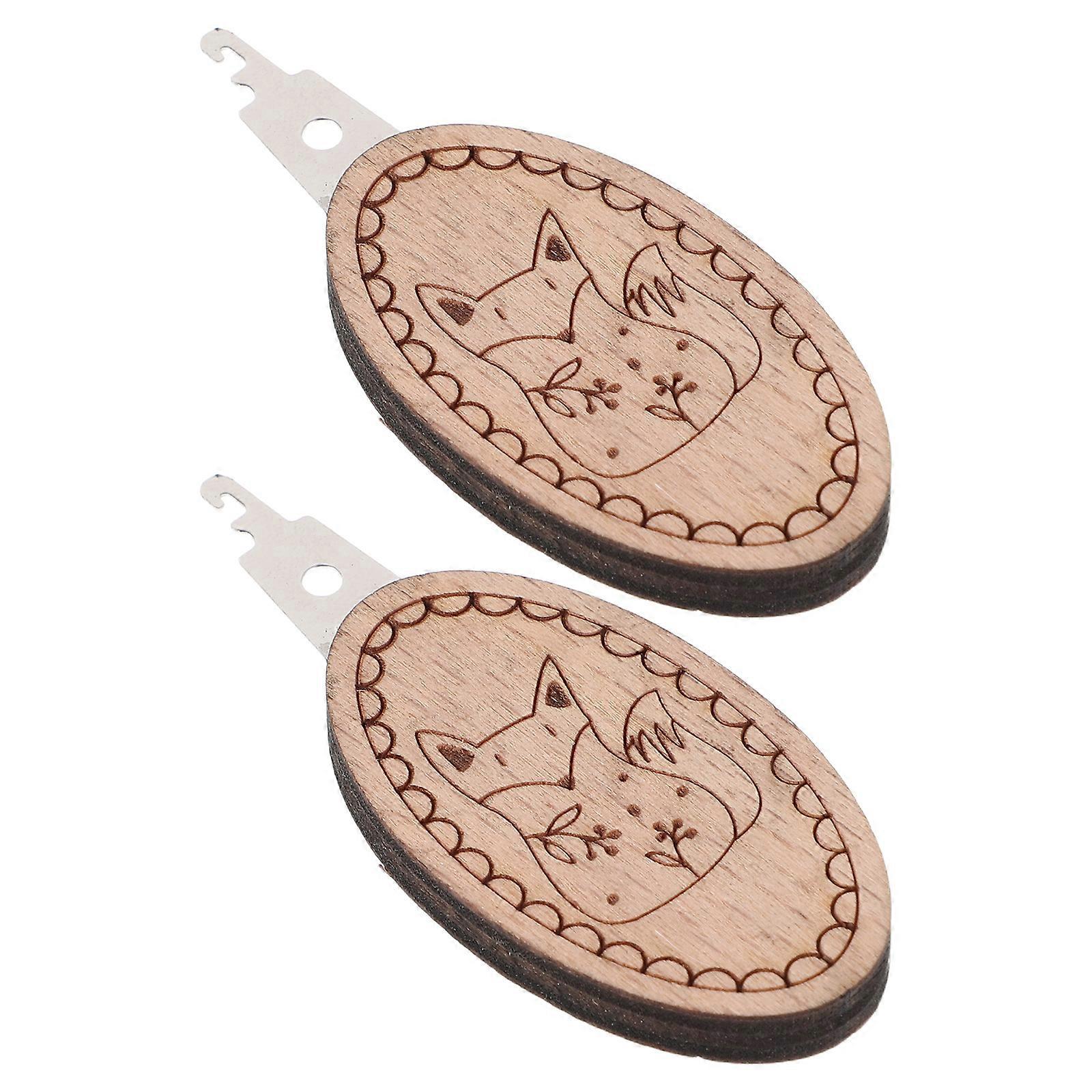 Needle Threader for Embroidery Crafts 2Pcs Wood Handle Quick Threading Device