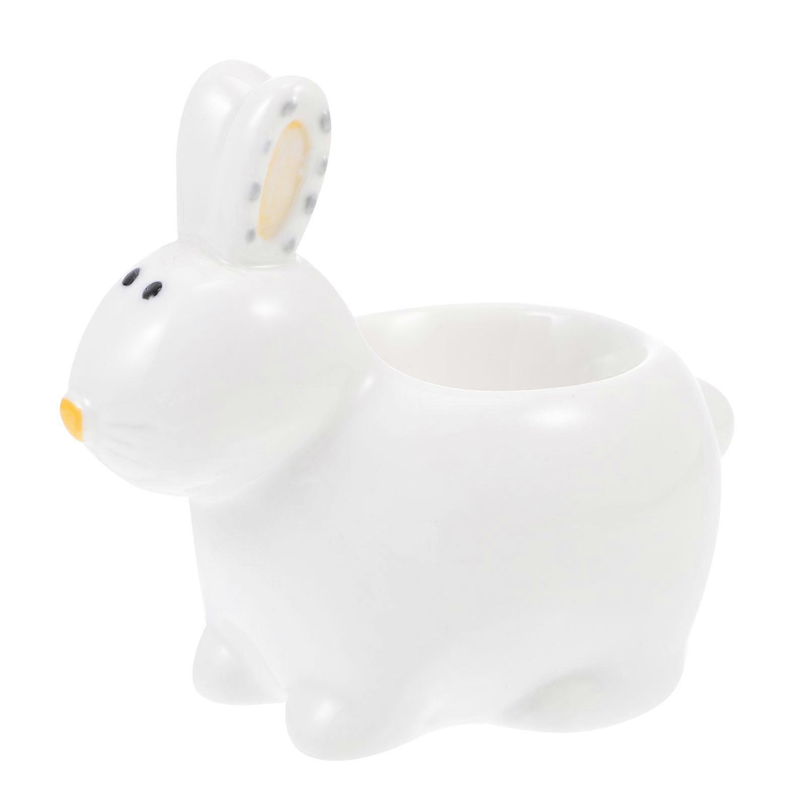 White Ceramic Egg Tray Cartoon Rabbit for Boiled Egg 1Pcs Holder
