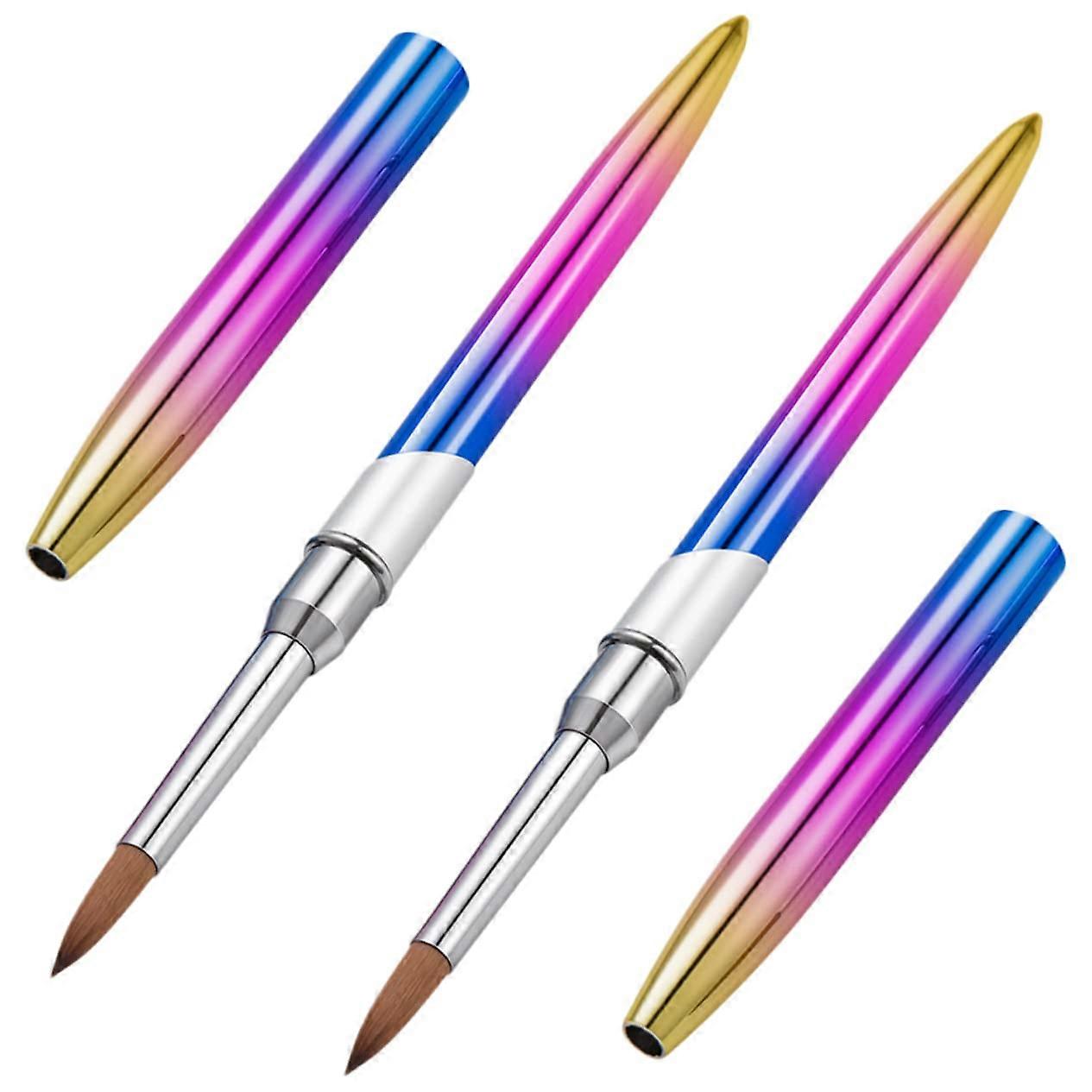 2pcs Gel Nail Art Brush Set for Precision Design with Nylon Bristles and Multiple Tips