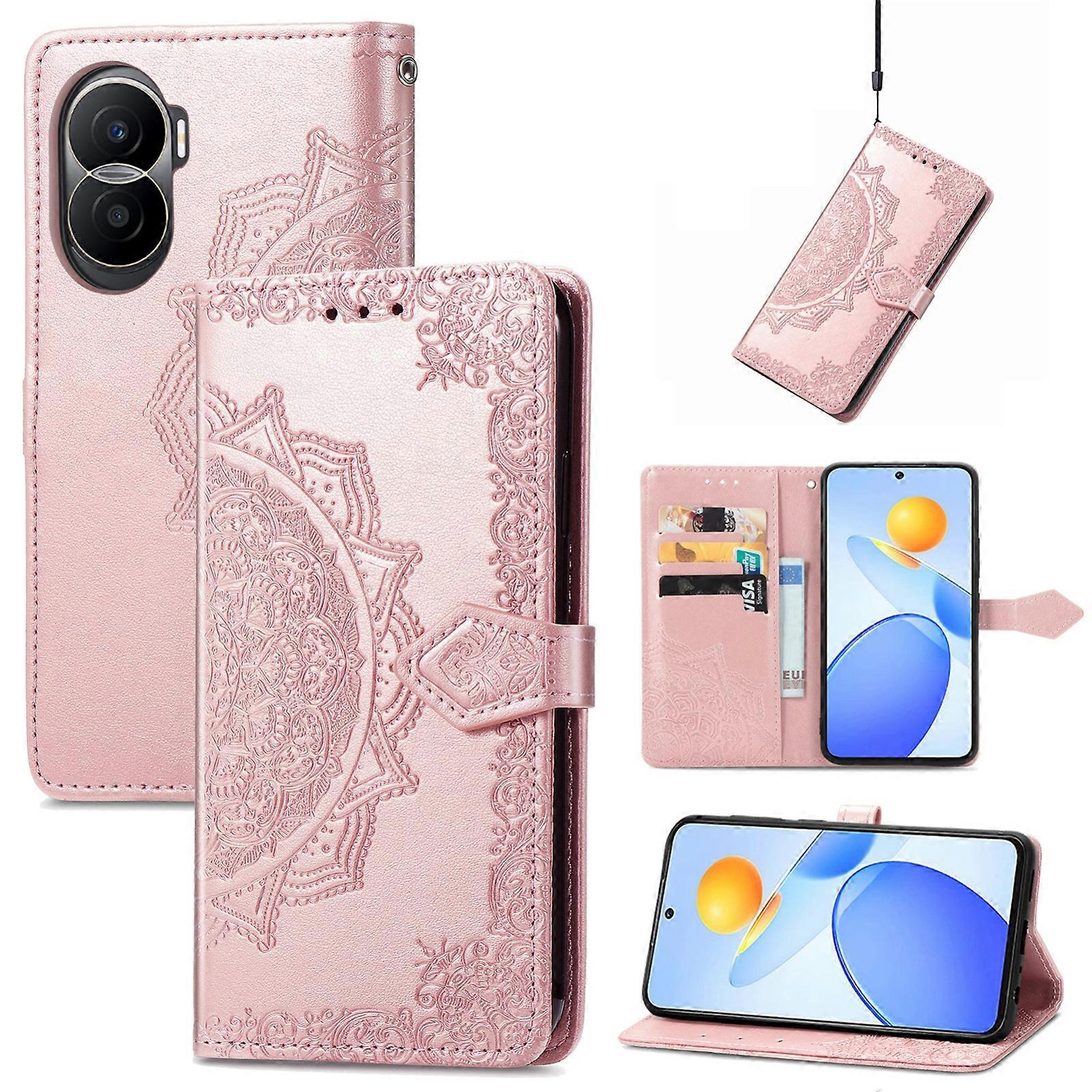 Mandala Flower Embossed Leather Phone Case