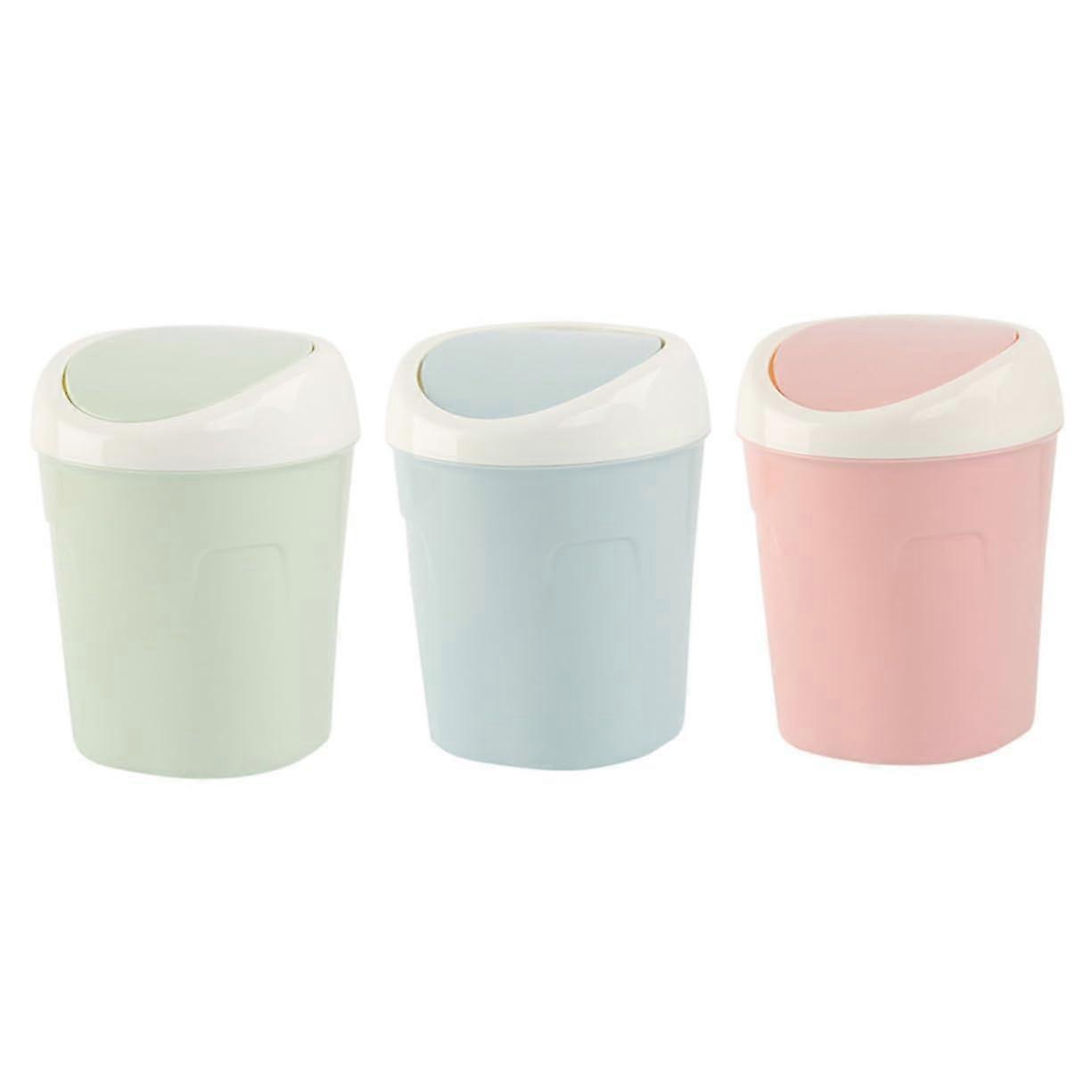 3pcs Mini Desktop Trash Can with Odor Blocking Lid Compact Waste Bin for Office Home Dorm