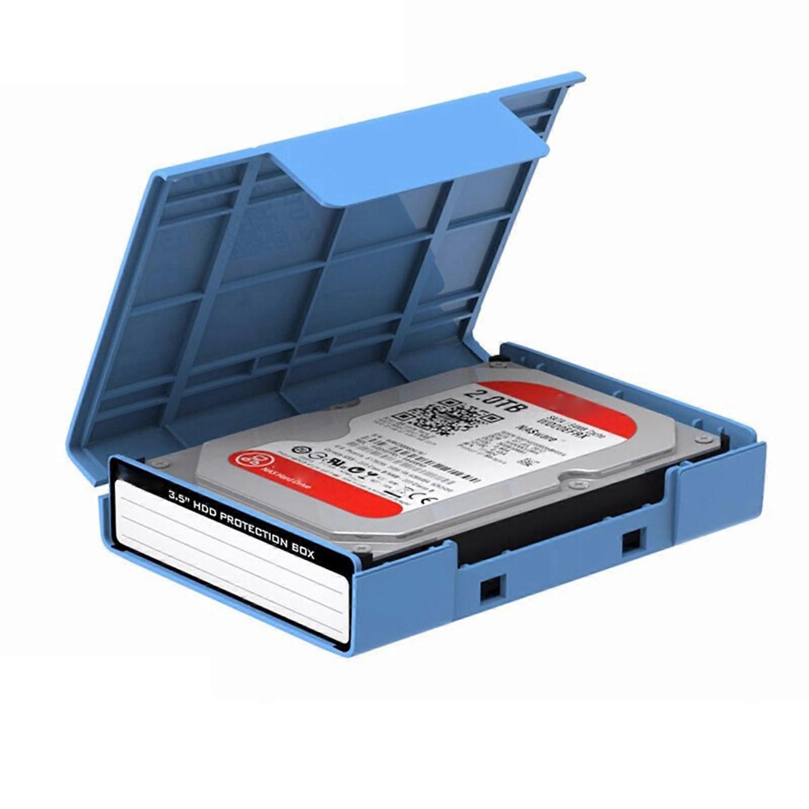 Hard Drive Protective Case Shockproof 3.5 Inch HDD Storage Box for Safe Data Keeping Blue