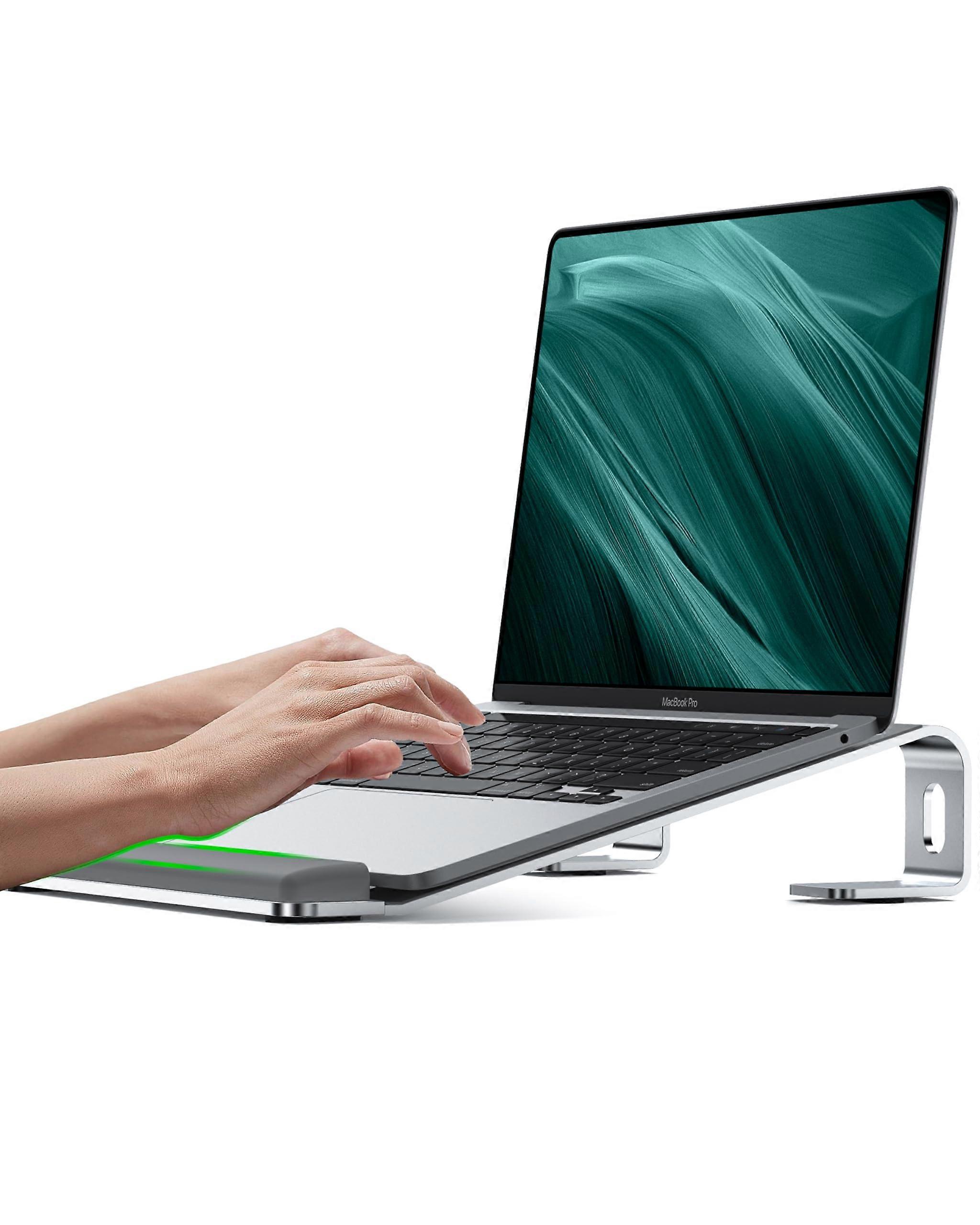 Laptop Stand with Wrist Rest, Adjustable Ergonomic Aluminum Riser for 1017 Inch Laptops, Silver