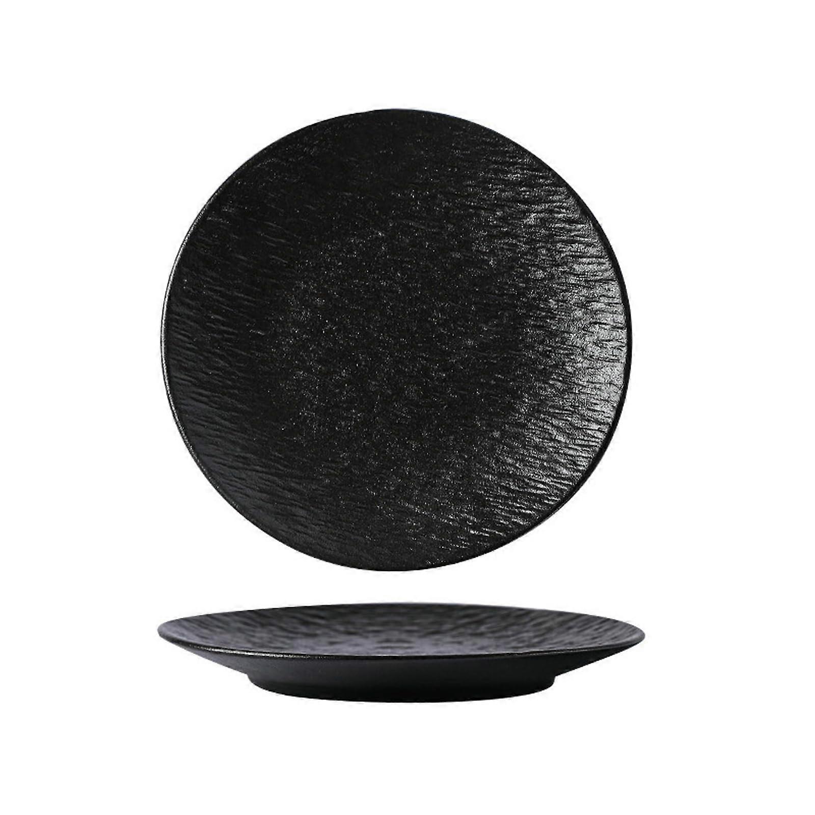 Elegant Black Platter 10 Inch Ceramic Dinnerware Microwave Dishwasher Safe Chip Resistant