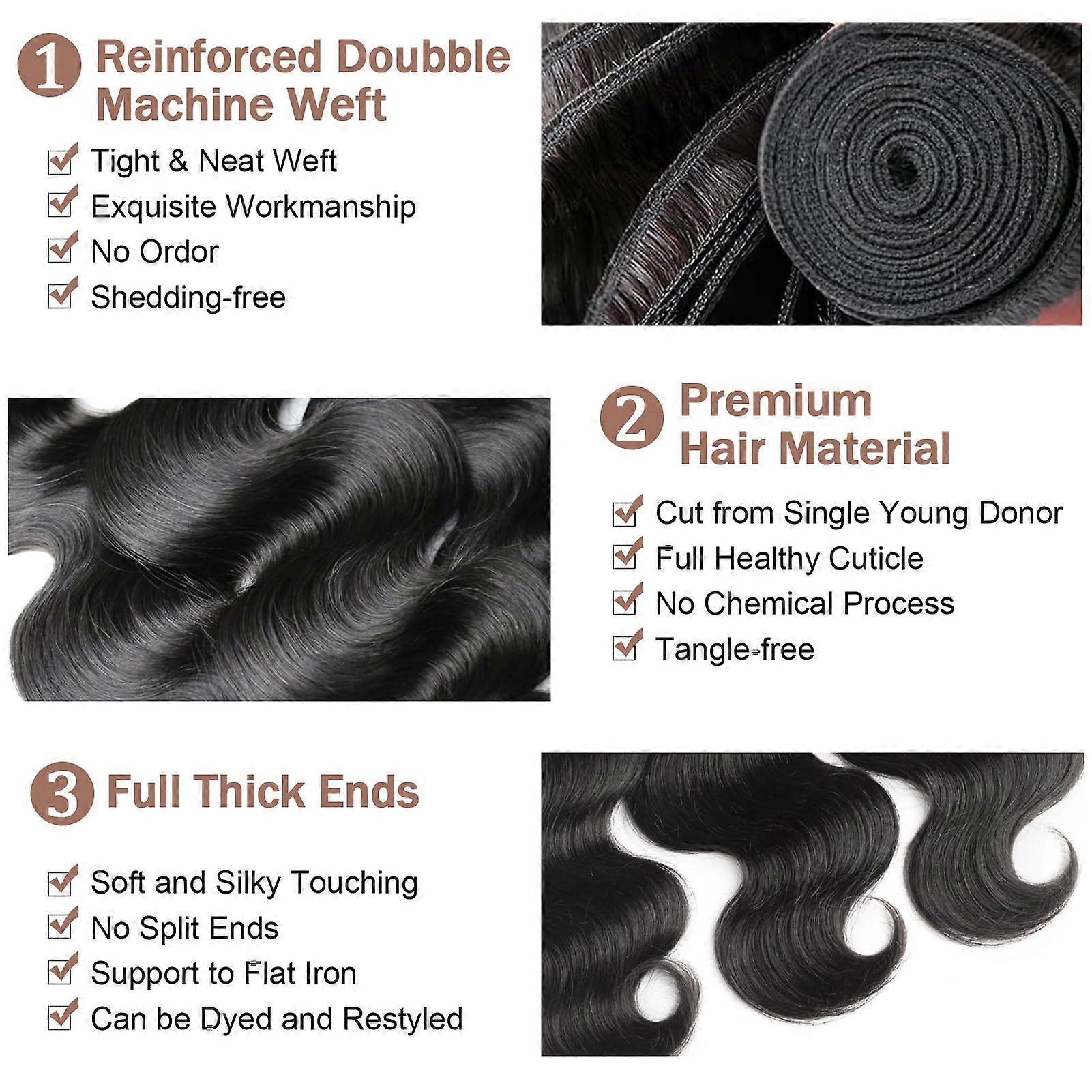 40 Inch Brazilian Body Wave Human Hair Bundle 12A Grade 100% Virgin ...