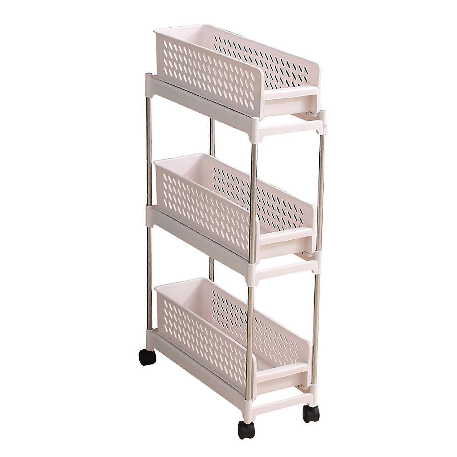 Slim Rolling Storage Cart with Wheels, MultiTier Organizer Rack for Kitchen Bathroom, Large Capacity SpaceSaving Design
