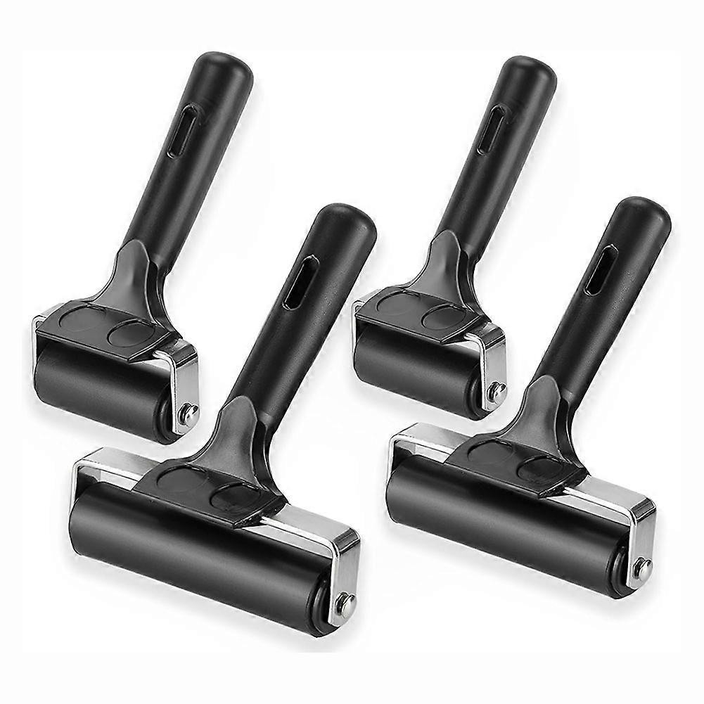 4 Pack Rubber Roller,Black Ink Roller Tool for Crafting Wallpapers Stamping Gluing Application