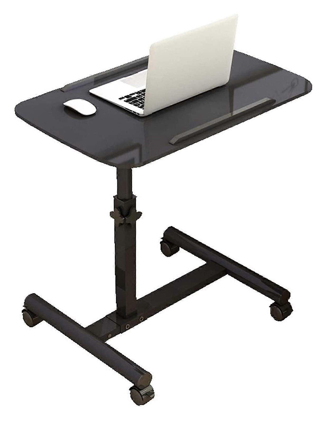 Laptop Bed Table Adjustable Height CShaped Desk with Wheels for Sofa and Bed Hemp Flour Basic