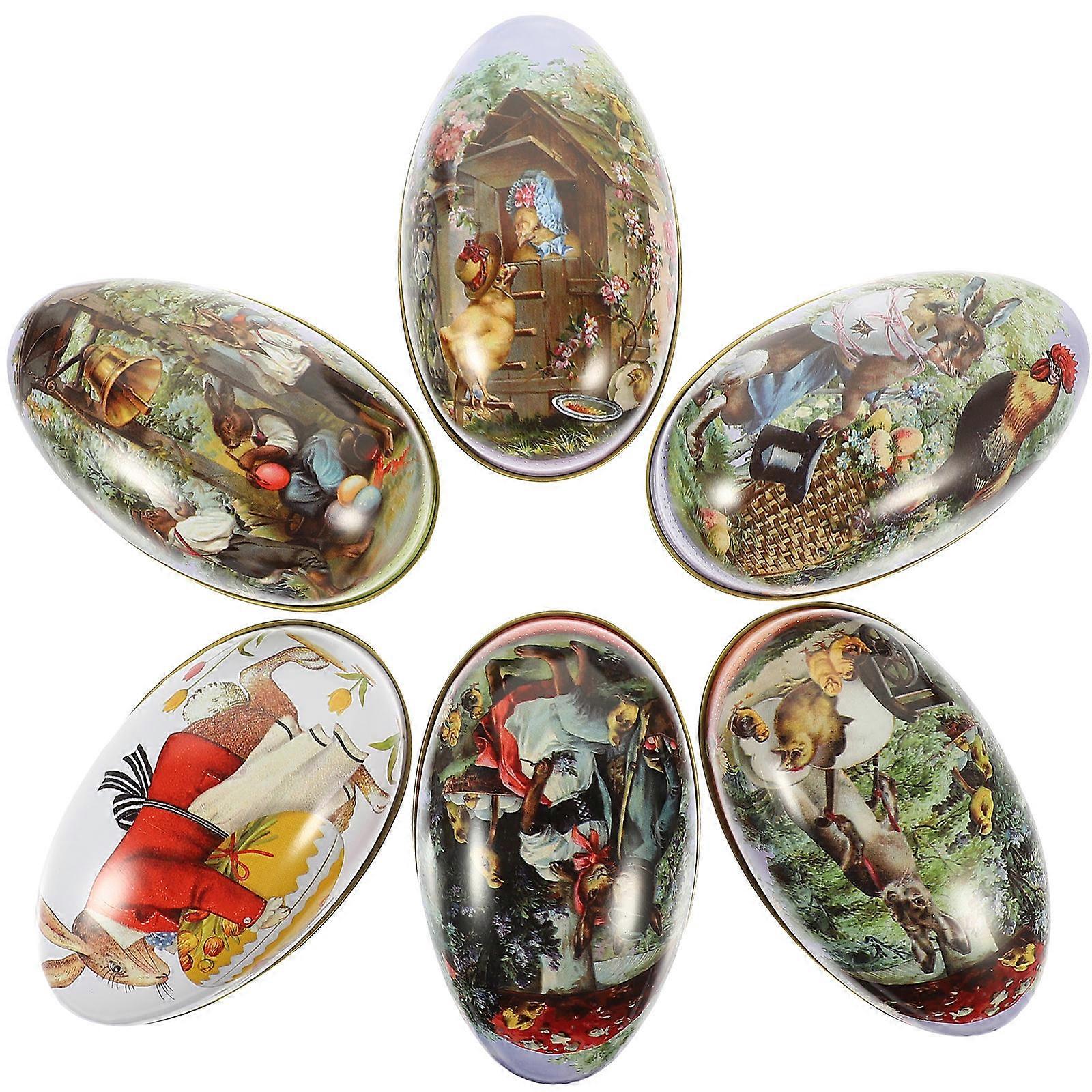 Easter Candy Box Tinplate Container for Storage Use 6Pcs Assorted Colors