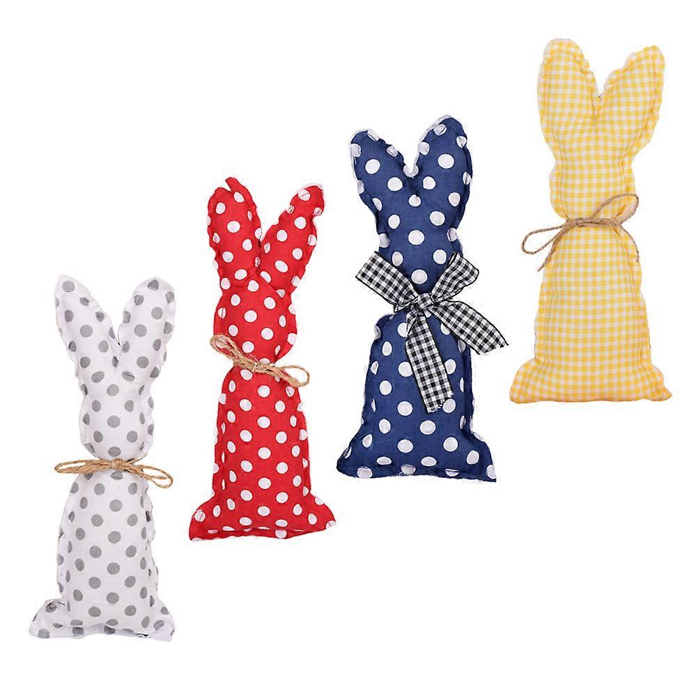 Rustic Fabric Easter Bunny Decor Stuffed Rabbit Ornament for Decoration 4Pcs