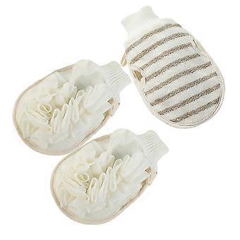 Peeling-Duschhandschuhe für die Tiefenreinigung, 3-teilig, beige Leinen