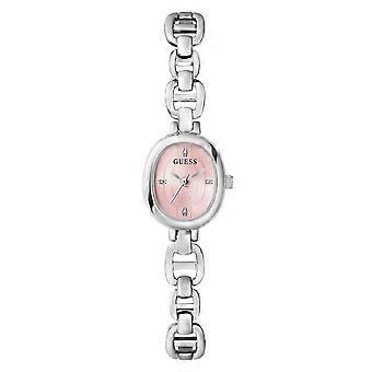 Guess Vivian Damenuhr, 21 mm, silberfarben, rosa Zifferblatt, ovales Armband