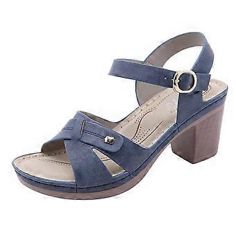 Kurksandalen voor dames, casual sandalen voor dames, imitatiehout, dikke hoge hak, elegante gesp, vintage Romeinse schoenen, maat 6.5 (38)