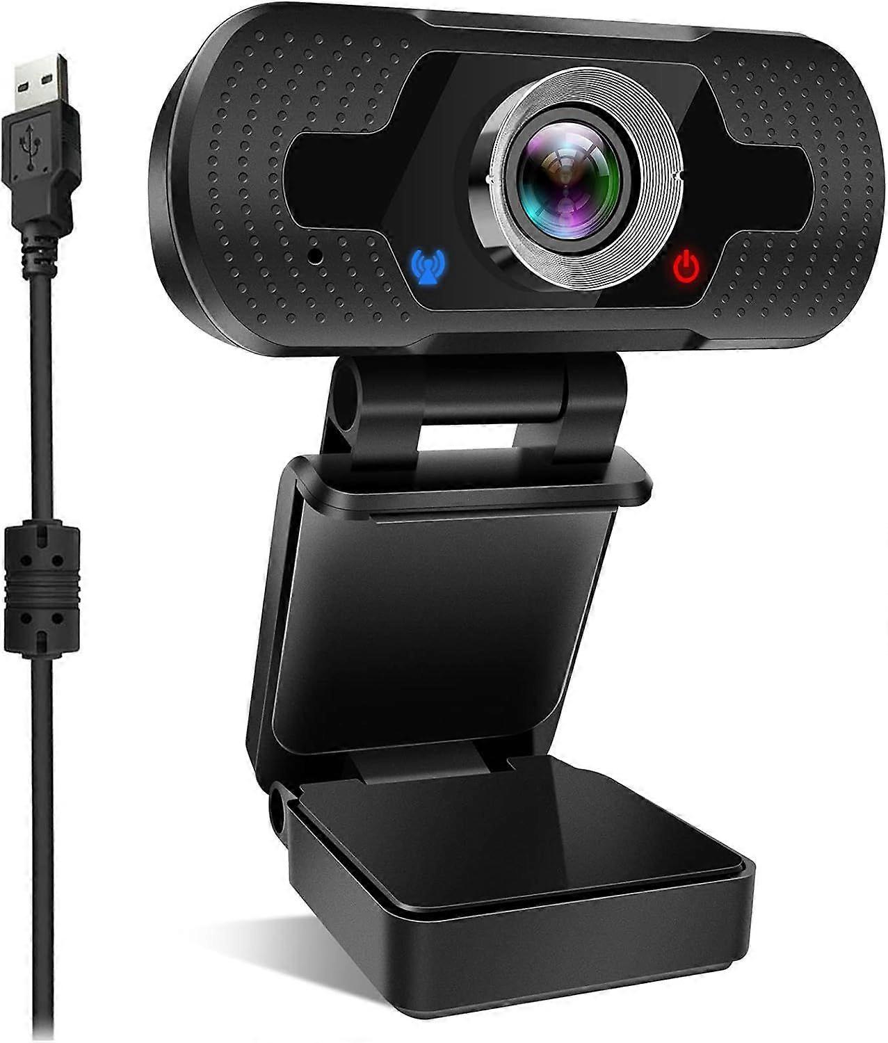 Easing Webcam for PC, USB Camera with Microphone Plug Play Built-in Mic Full