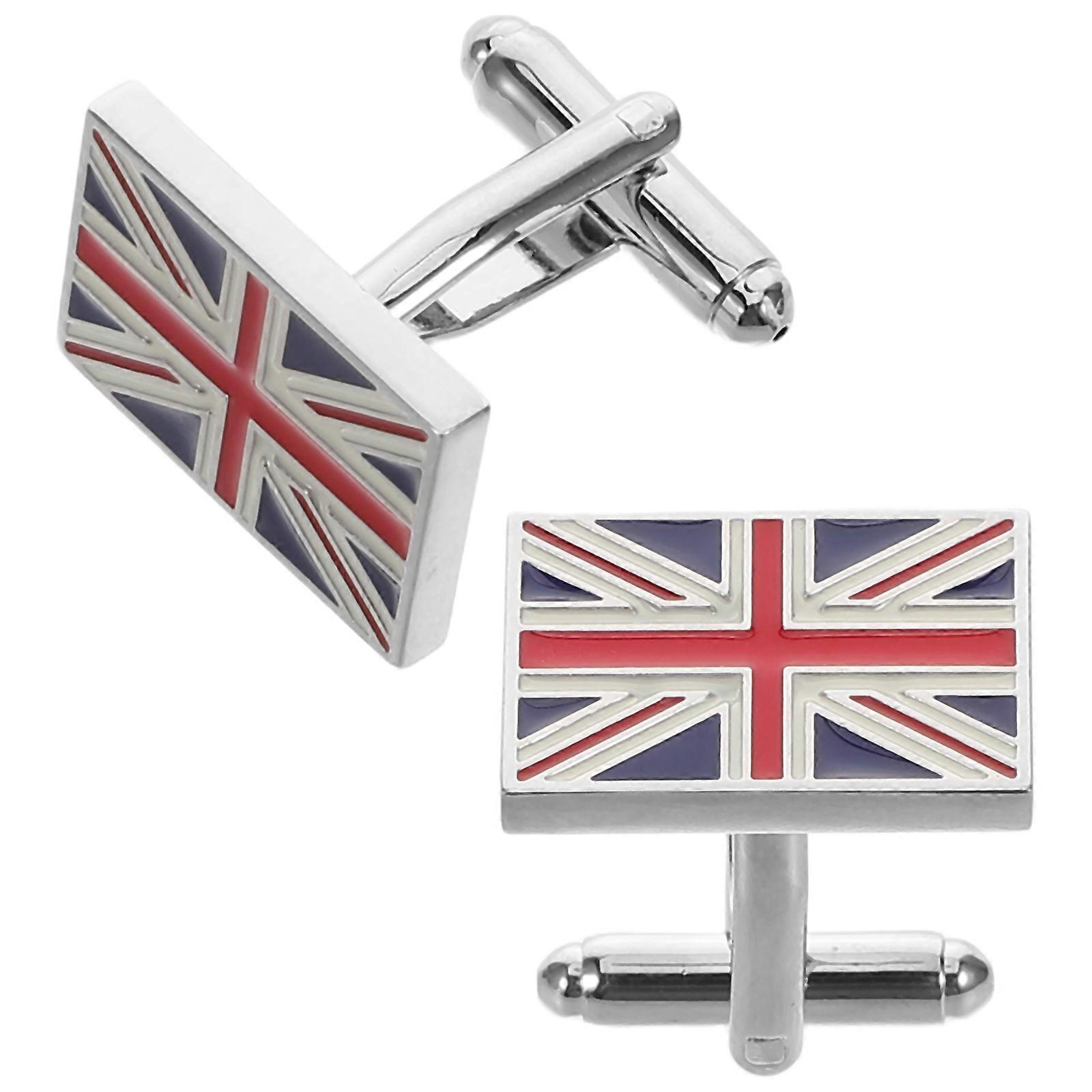 Multi Colored Brass Uk Flag Cufflinks for Daily Use 1Pair