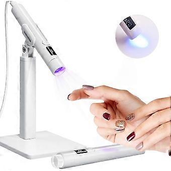 UV-Nagellampe - Tragbare Handheld-Blitzaushärtung Mini-Gel-Nagel-UV-Lampe mit Ständer für Heimwerker, Reisen, Weiß