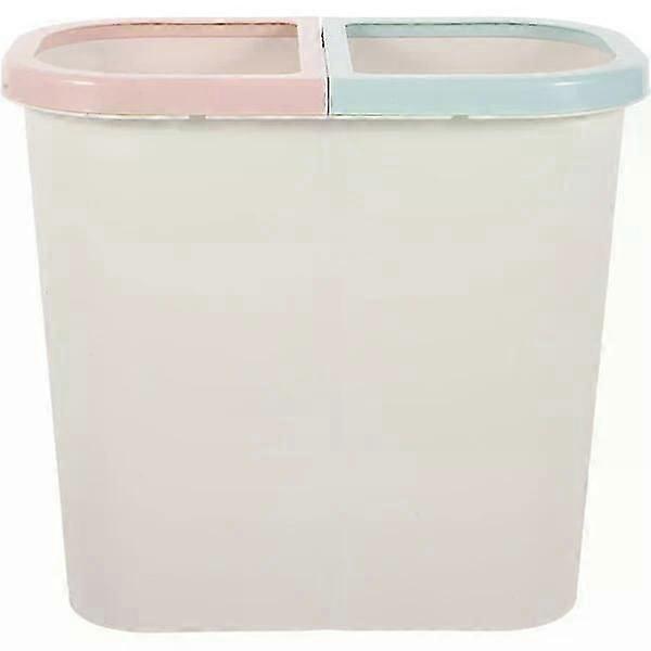 Two-compartment trash can, white plastic, space-saving and large opening