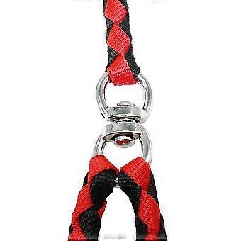 Correa doble para dos perros, sin enredos, de nailon rojo y negro, con asa cómoda, para perros pequeños y medianos.