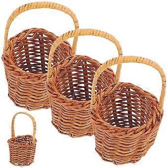 Mini Cestinhos de Flores, Conjunto de 4 Cestos Tramados para Armazenamento e Artesanato