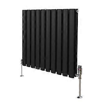 Oval Column Radiator 600mm x 600mm & TRV Chrome Valves Modern Designer Double Panel Central Heating