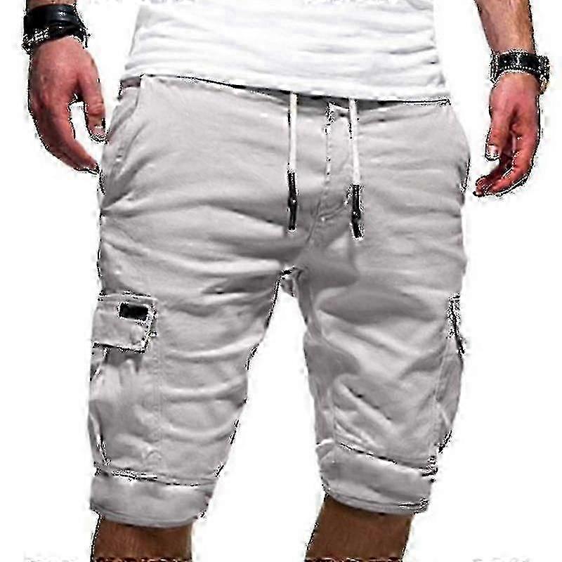 Men's stretch jogger shorts with multiple pockets