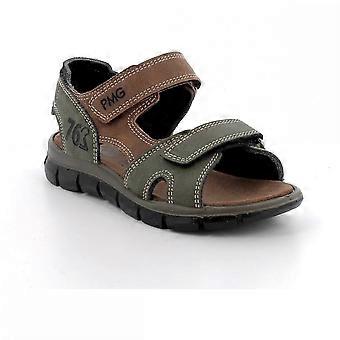 Kids Primigi Ptv 13972 Open Toe Sandal In Brown & Green