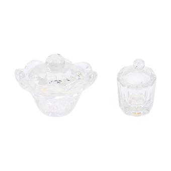 Nail Art Liquid Containers Transparent Glass Designed For Professionals And Personal Users 6.6X6.6Cm Liquid Powder Mixing 2Pcs