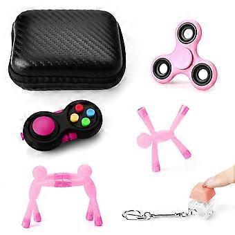 Pack Sensory Fidget Toy Set, Stress Relief ADHD Anxiety Toys for Kids & Adults, Travel Airplane Car Road Trip, Classroom Rewards Gifts, Pink