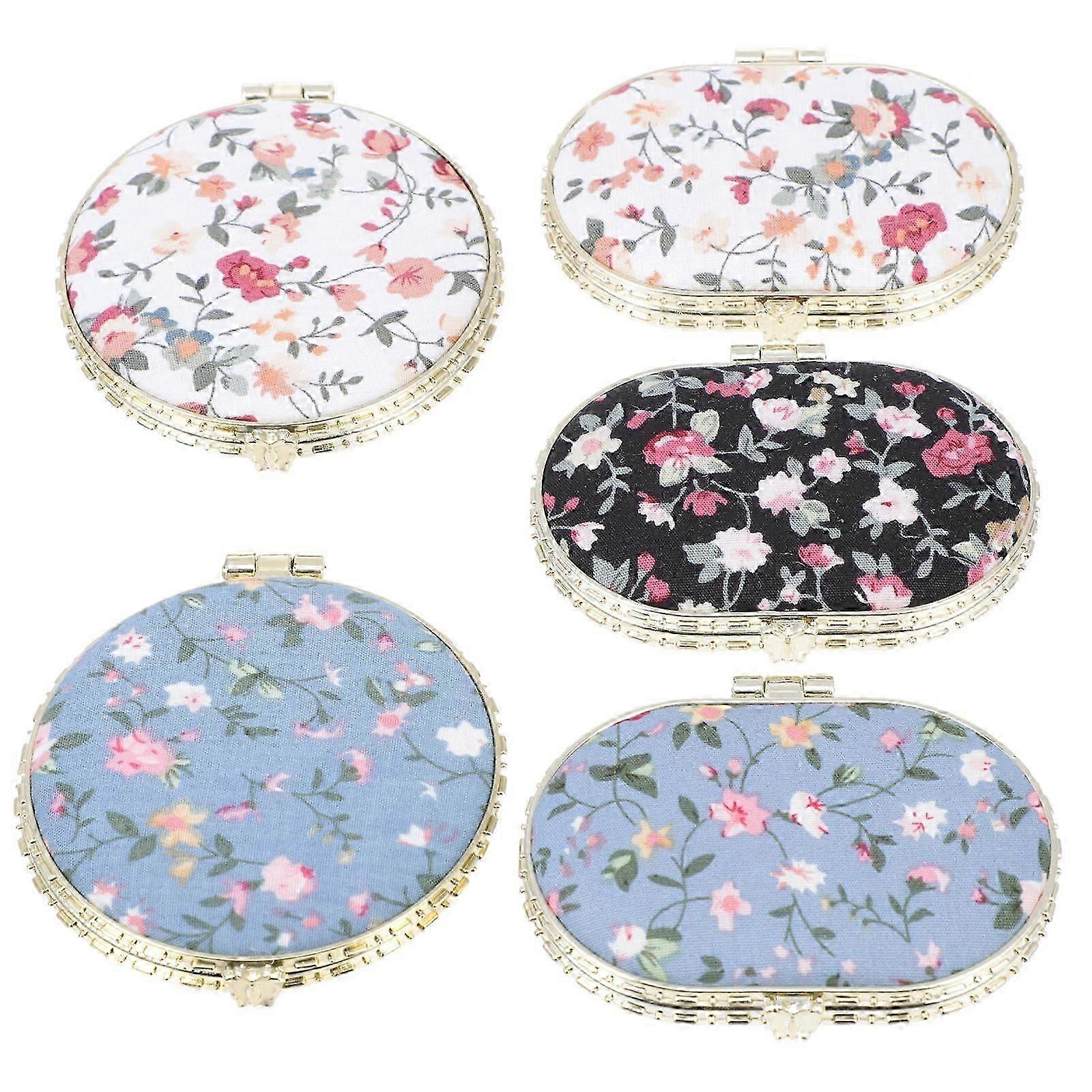 Flower Pattern Makeup Pocket Mirror for Makeup 5Pcs Compact Small Mirrors