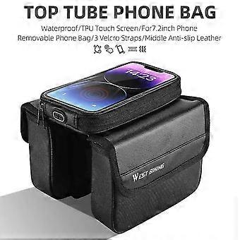 vest cykling vandtæt cykel forreste ramme taske dobbelt pose & 7,2 tommer telefon berøringsskærm taske cykling rejse mtb top tube taske