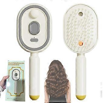Electric Spray Air Cushion Comb, Self Cleaning Anti Tangle Comb, Rechargeable Scalp Hairbrush, Anti Static Styling Tool for Dry Frizzy Curly Straight 