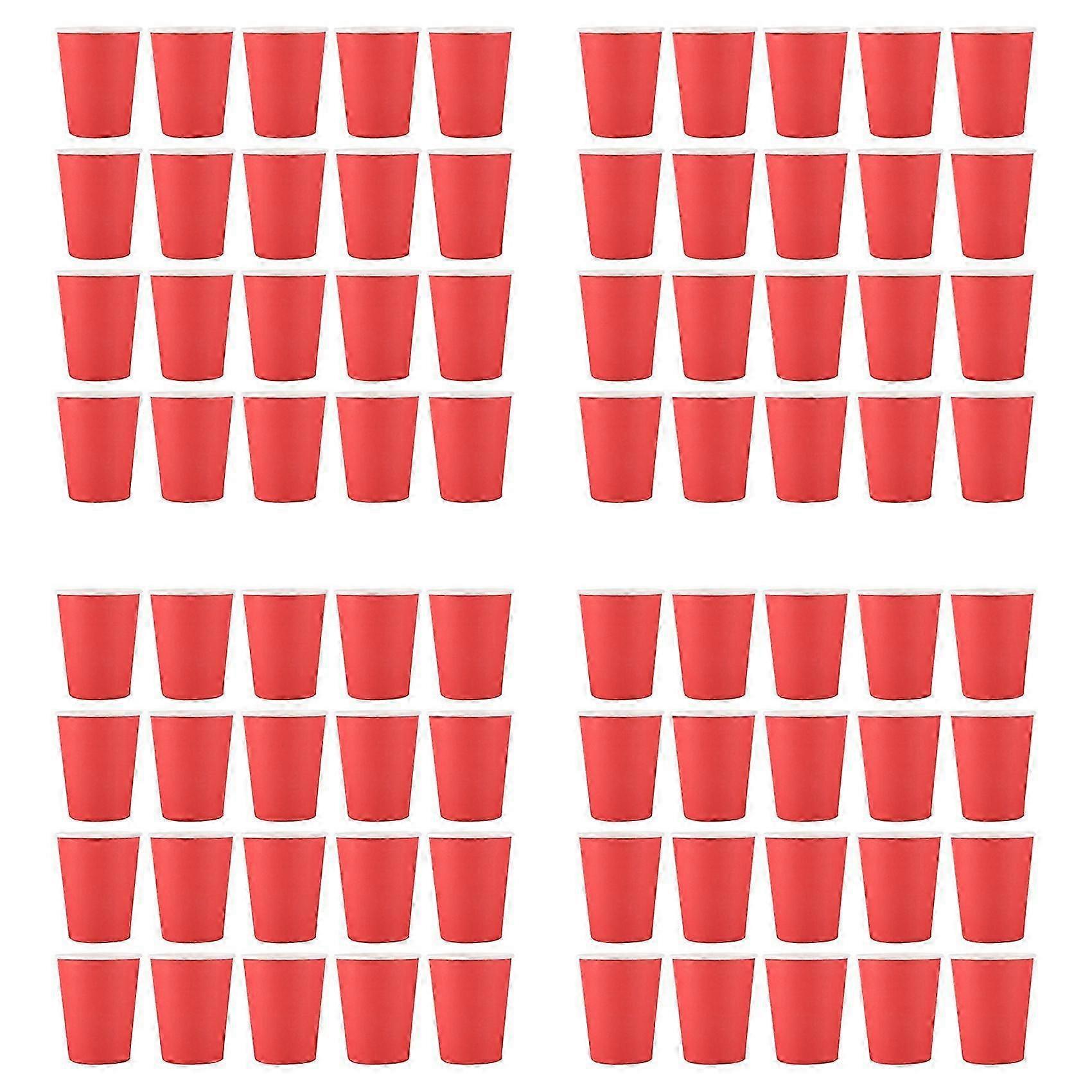 80 Paper Cups (9oz) - Plain Solid Colours Birthday Party Tableware Catering(Red)