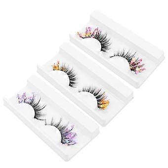 3 Pairs False Eyelashes Fake Lashes Glitter Colored Lashes Fluorescent 3D Eyelashes