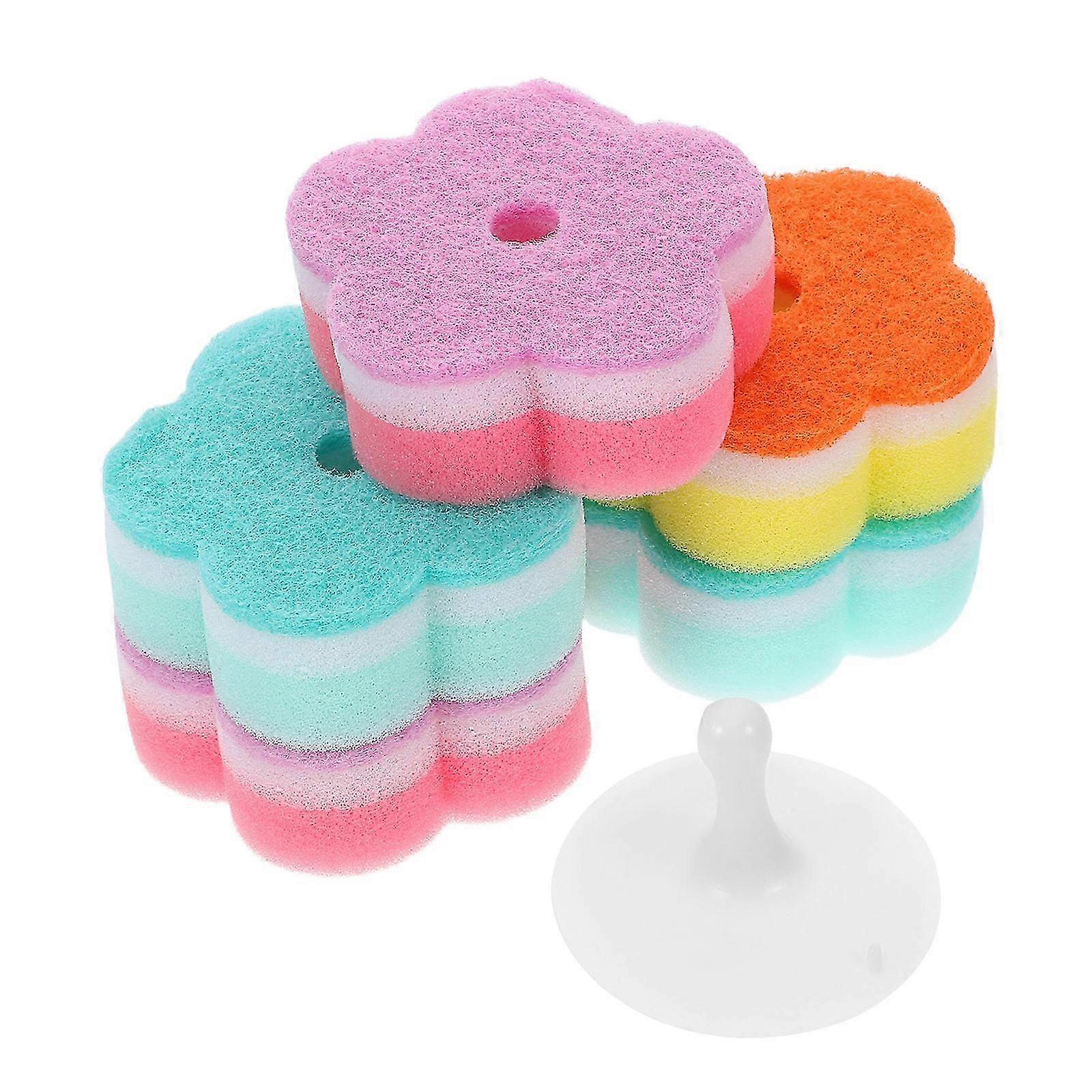 Assorted colour Scrub Sponges Flower Shape for Multi-Purpose Cleaning 5Pcs