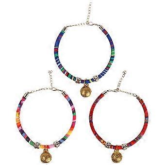 3pcs Pet Collar with Bell Safety Adjustable Cat Necklace Ethnic Style Cat Collar