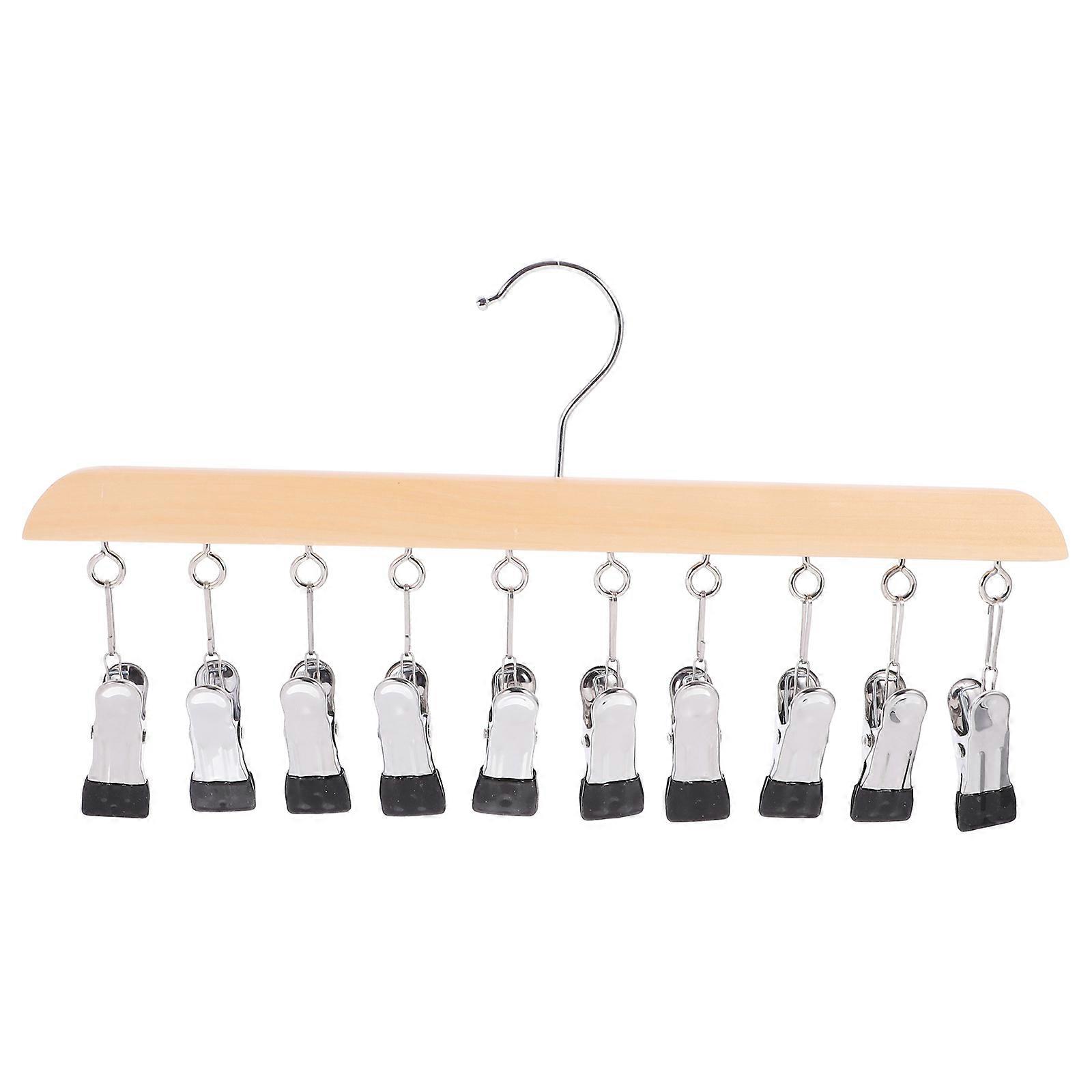 Multi Functional Sock Hanger Clothes Hanger with 10 Clips for Drying