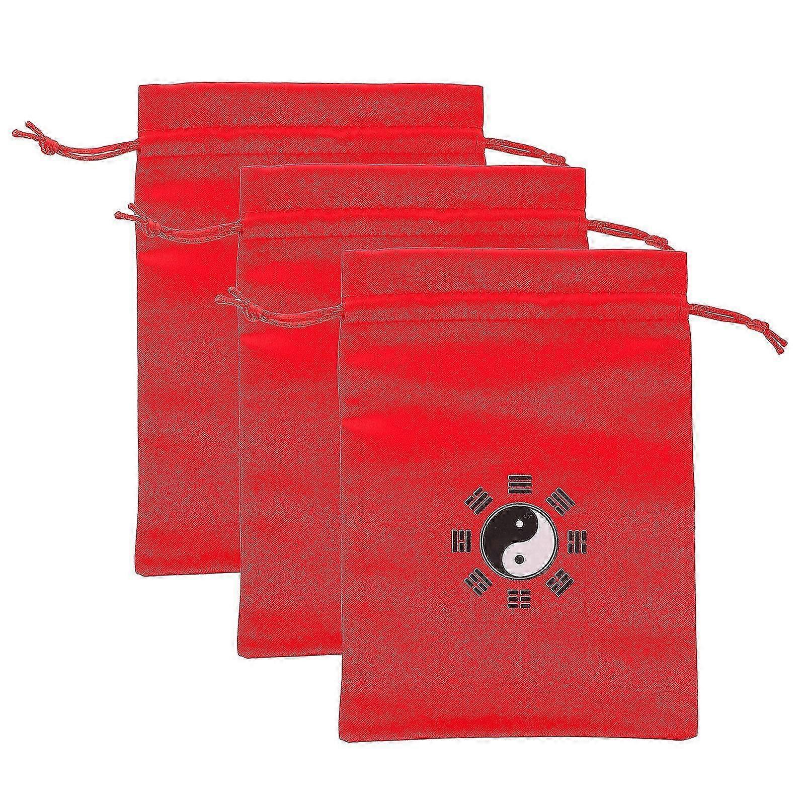 Drawstring Jumping Rope Storage Bag 3Pcs Red for Convenient Storage