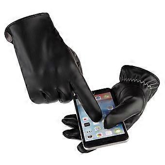 Warm Gloves PU Riding Bike Gloves for Wearing 1Pair Black Screen Touch Winter
