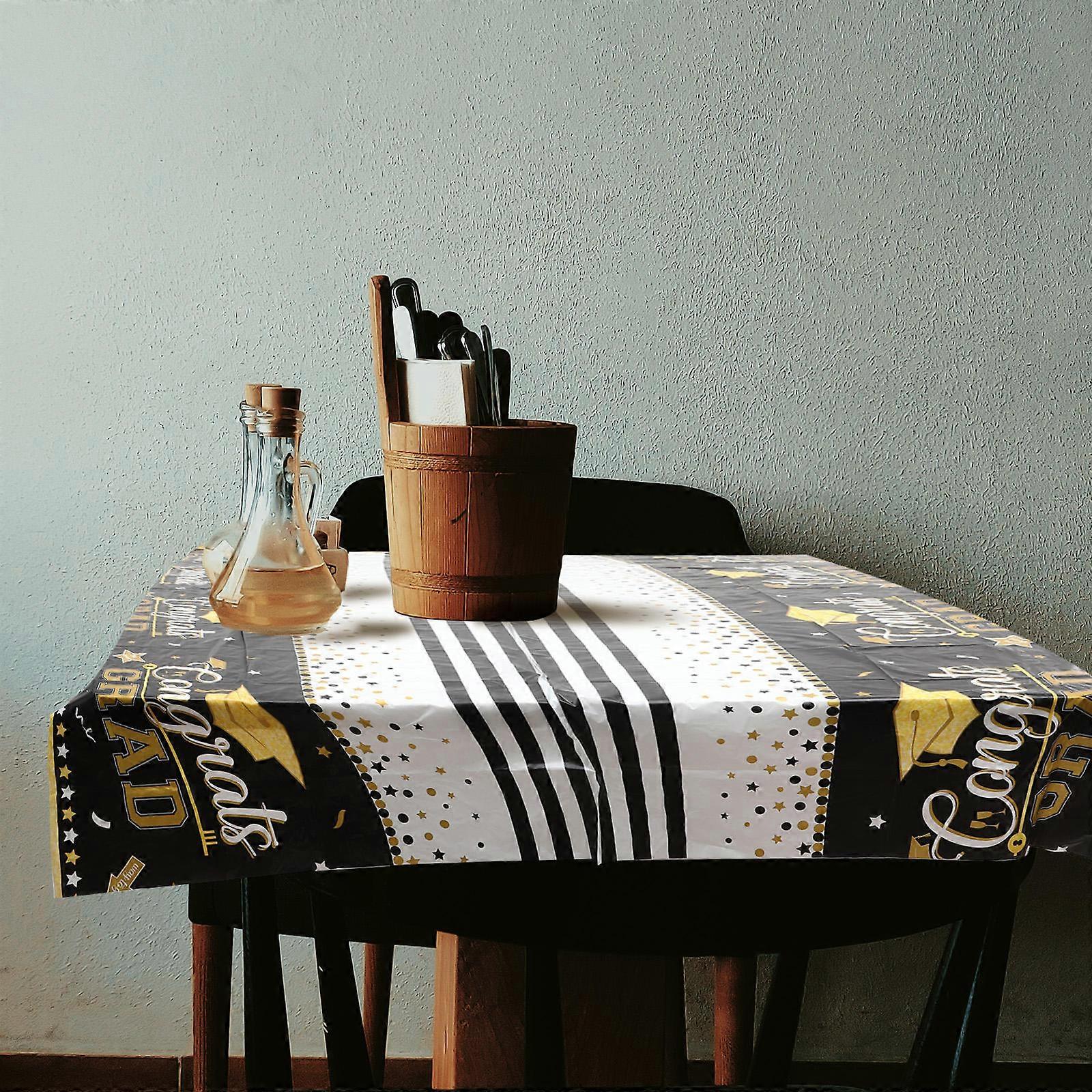Graduation Tablecloth Rectangle Table Cover for Dinner Occasion Black
