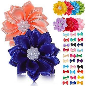 Pet Hair Bows Dog Hair Ties for Decoration 40Pcs Assorted Color Bands