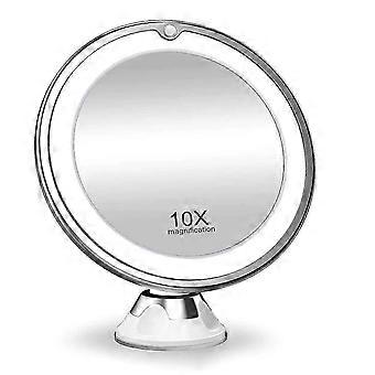 10X Magnifying Mirror with Light, Shower Magnification Mirror, Strong Suction Cup, 2 Brightness Levels, 360 Rotation