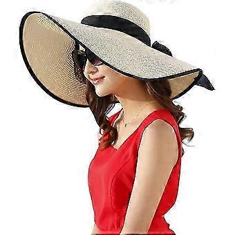 Fedora-Hut mit breiter Krempe für Damen, Gürtelschnalle, Retro-Panama-Schlapphut - GHUL