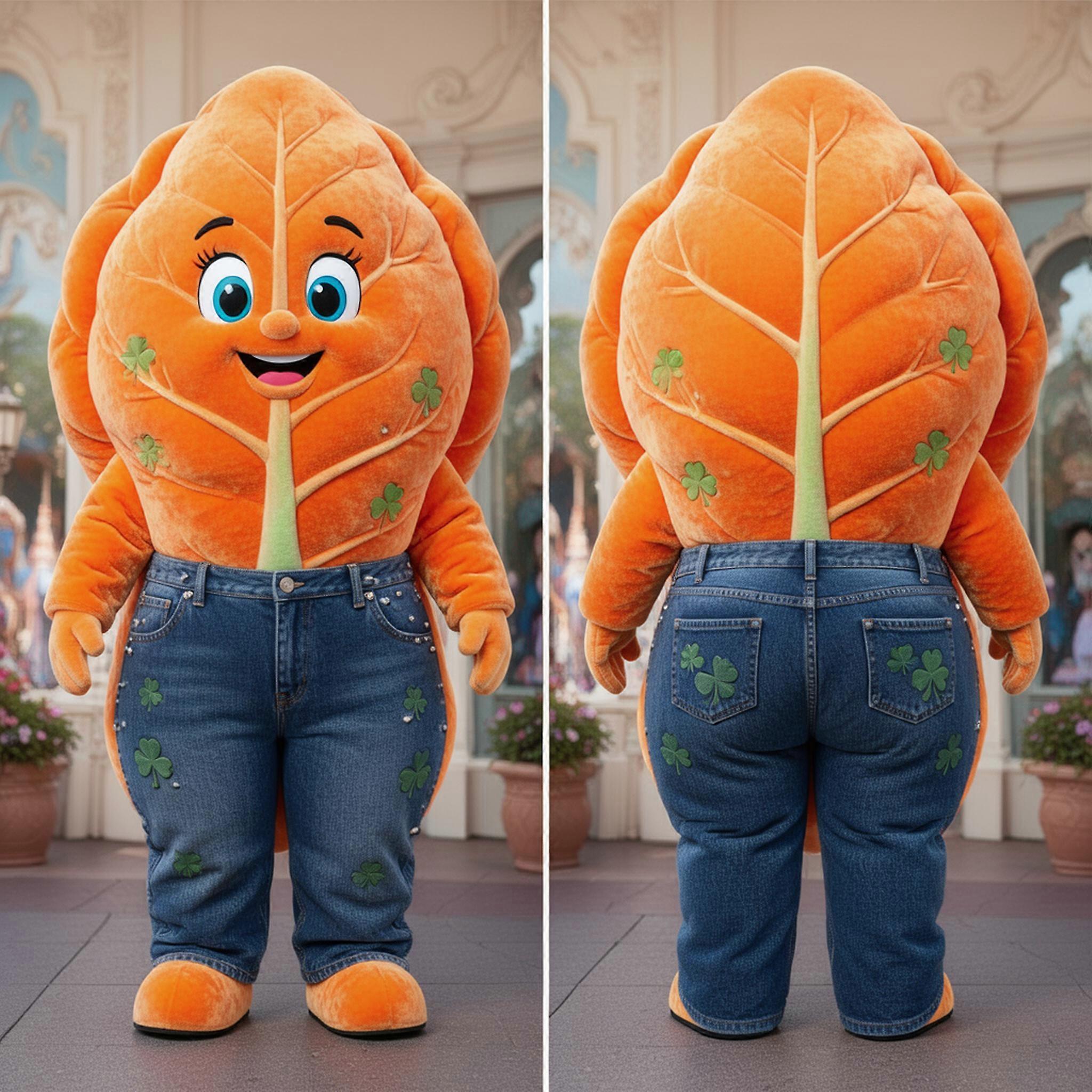 MASTICOT Vibrant Orange Oversized Cabbage Leaf Mascot