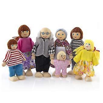 Puppenhaus-Familienset aus Holz, 7-teilig, bewegliche Holzpuppen für Kinder, Spielfiguren
