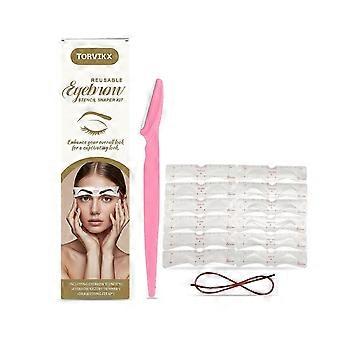Eyebrow Stencil Kit with Elastic Strap, 12 Reusable Shaper Templates, PEVA Makeup Tool