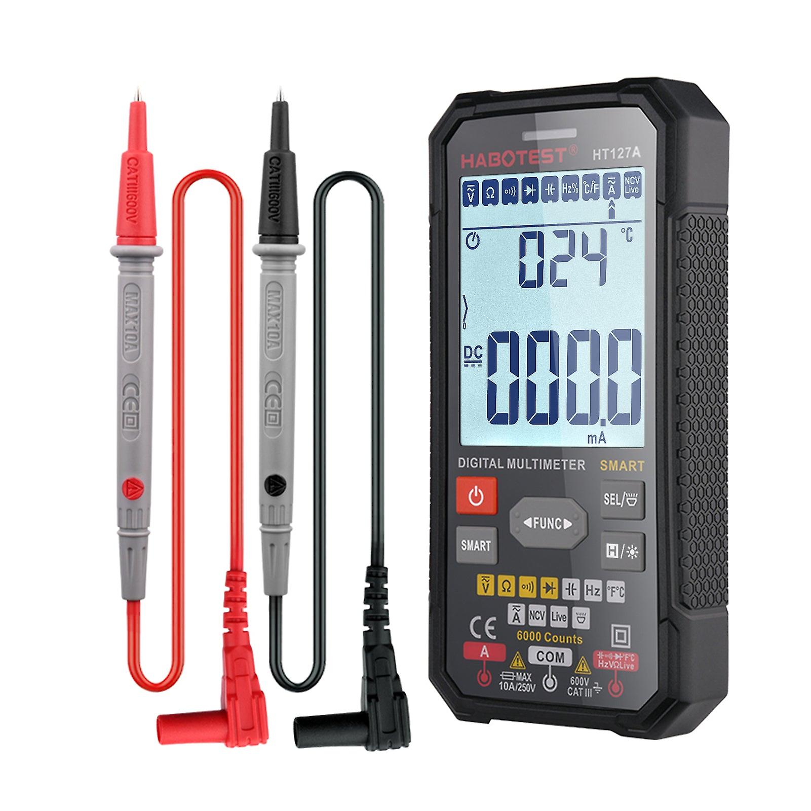Habotest Ht127a Ht127b Multimetro digitale 6000 conteggi Misuratore universale Gamma automatica True Rms Mini misuratore multifunzionale Ncv Tester