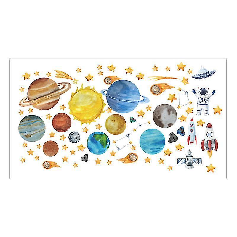 40X29cm Wallpaper 4sheets Lovely Astronaut Stickers Room Wall Planet Decor Wall Decal Ind
