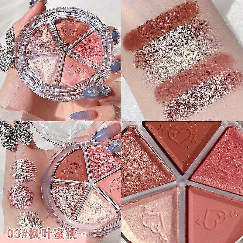 5 Colors Glitter Eye Shadow Palette Petal Blush Eyeshadow Makeup Set